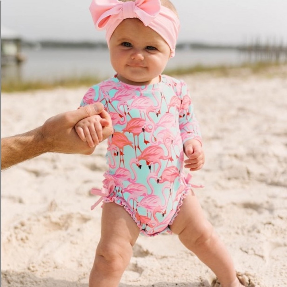 Ruffle butts rash guard swimsuit